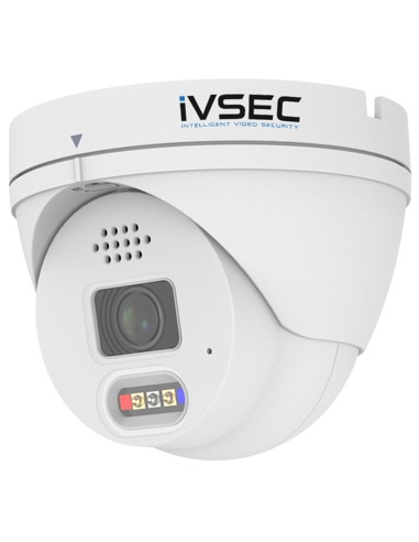 IVSEC 8MP Turret IP Camera with 2.8mm Fixed Lens, 15FPS, PoE, IP66 Weatherproofing, LED Alert and Two-Way Audio