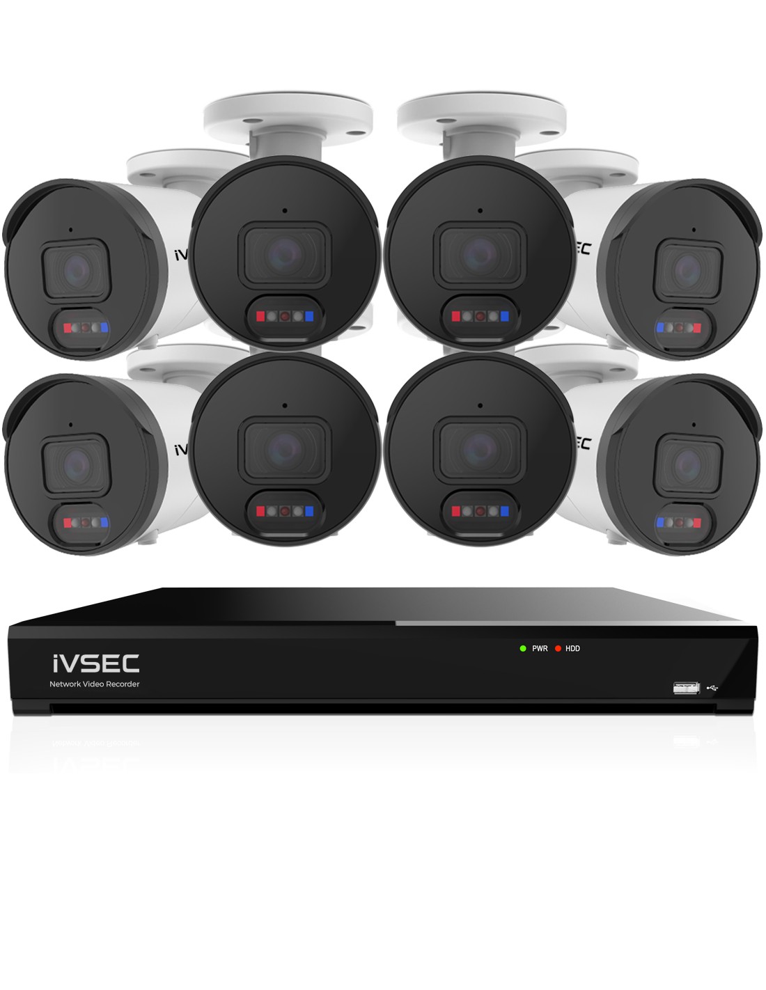 8x Bullet Camera CCTV System – IVSEC 4K AI 8CH IVK8L-8508B-2T-E6