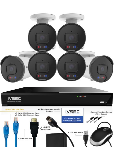 4K UHD CCTV System – IVSEC 8CH AI NVR + 6x 8MP IVK8L-8506B-2T-E8