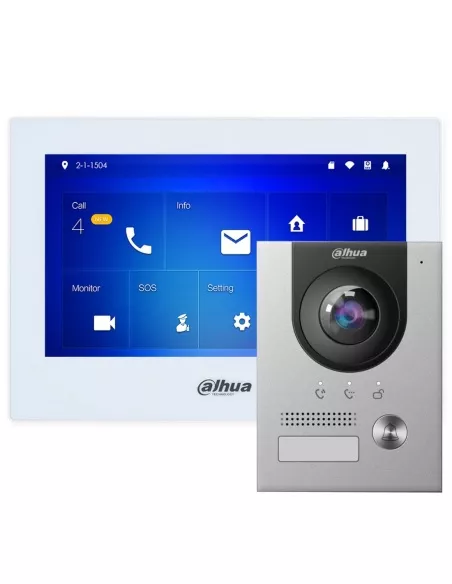 Dahua 7" Monitor (WHITE), 2MP Outdoor Camera, 4 KIT-DHI-7INWHT2202F-P