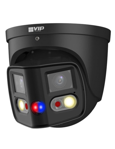 VIP Vision 8MP 4K UHD AI Black Security Camera | 180° Dual Lens Deterrence Dome with Siren & Spotlight - VSIPP-8DD-ID3-B