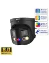 VIP Vision 8MP 4K UHD AI Black Security Camera | 180° Dual Lens Deterrence Dome with Siren & Spotlight - VSIPP-8DD-ID3-B