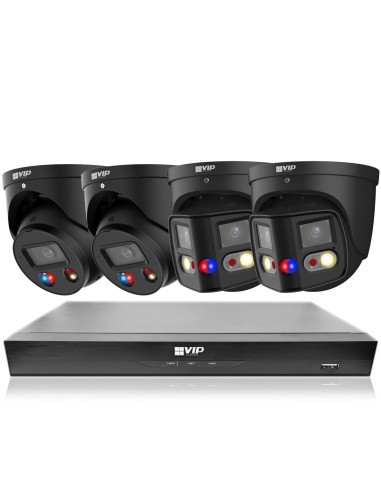 VIP Vision Black Stealth Edition 8MP 8600 Series 8Ch AI NVR 2TB 2x ID3 & 2x 180° SMD+ Cameras (8x4)