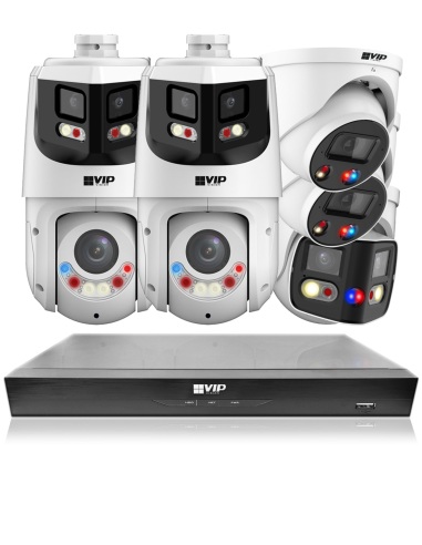 VIP Vision 8MP AI NVR Kit: 8600 Speciality Series 8Ch 2TB, x2 3in1 PTZ, 2x ID3 & 1x 180° SMD+ Domes (8x5) - NKPRO-88602D1DD2PT