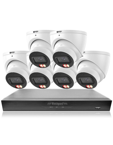VIP Vision 5MP V5100 Series 8Ch AI IP NVR 2TB 6xDIRG 24/7 Colour Dome Cameras - Advanced AI CCTV