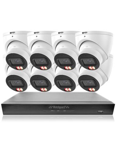 VIP Vision 5MP V5100 Series 8Ch AI IP NVR 2TB 8xDIRG 24/7 Colour Dome Cameras - Advanced AI CCTV