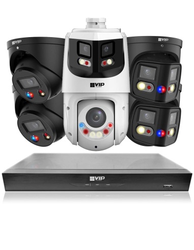 VIP Vision 8MP AI NVR Kit: 8600 Speciality Series Black Edition 8Ch 2TB, 3in1 PTZ, 2x ID3 & 2x 180° SMD+ Domes (8x5)