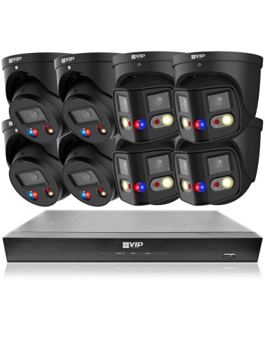 VIP Vision Black Stealth Edition 8MP 8600 Series 8Ch AI NVR 2TB 4x ID3 & 4x 180° SMD+ Cameras (8x8)