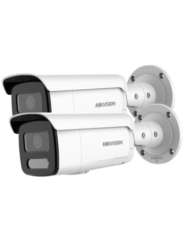 Hikvision 8MP ColorVu Bullet Camera with Hybrid Light 2 Pack, Built-in Mic & Speaker, Strobe Light - DS-2CD2T87G2H-LISU/SL-2PK