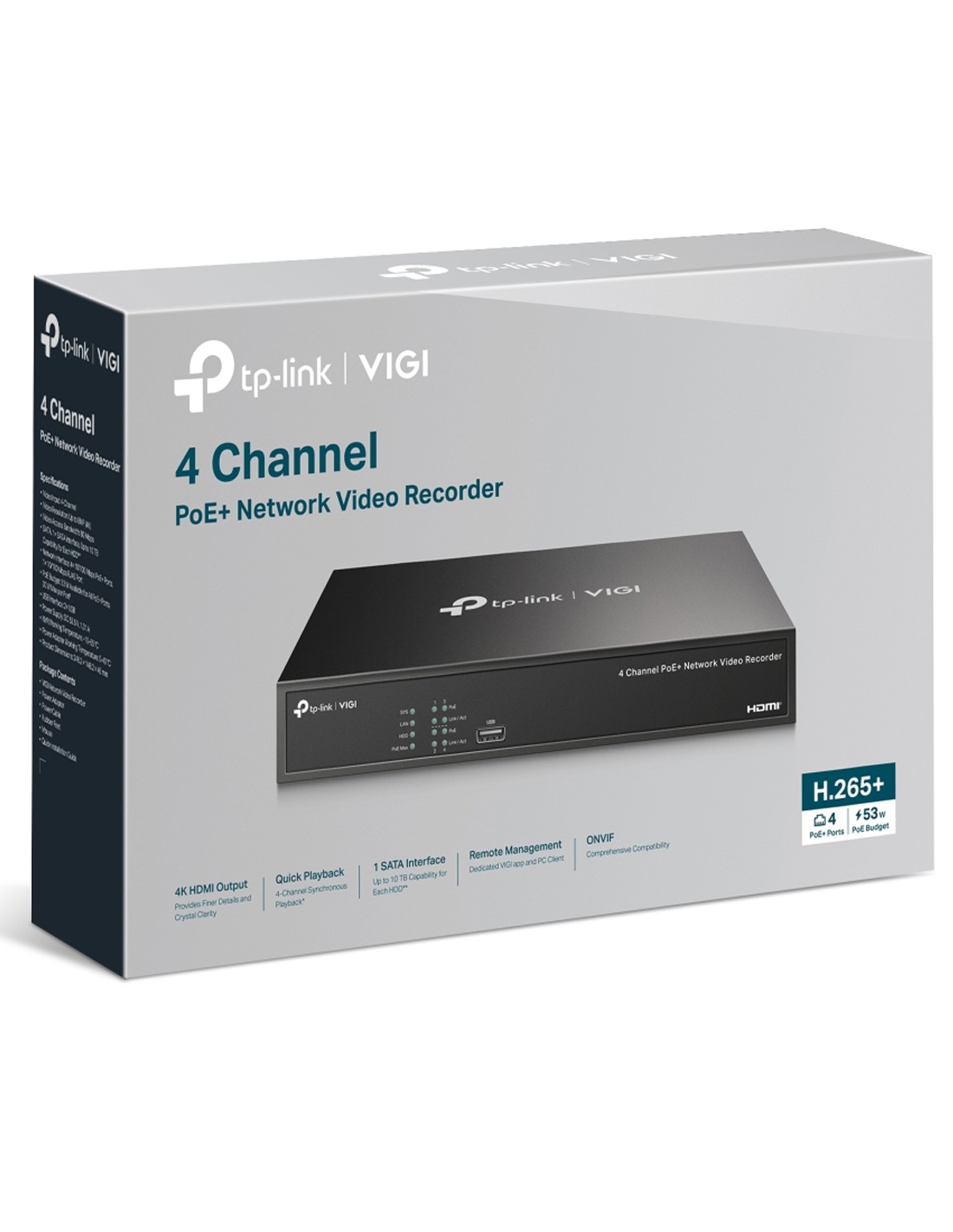 TP-Link VIGI 5MP Super HD 4 Channel IP NVR 2TB VIGI4-C455-4D-E1