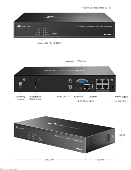 TP-Link VIGI 5MP Super HD 4 Channel IP NVR 2TB VIGI4-C355-4B-E1
