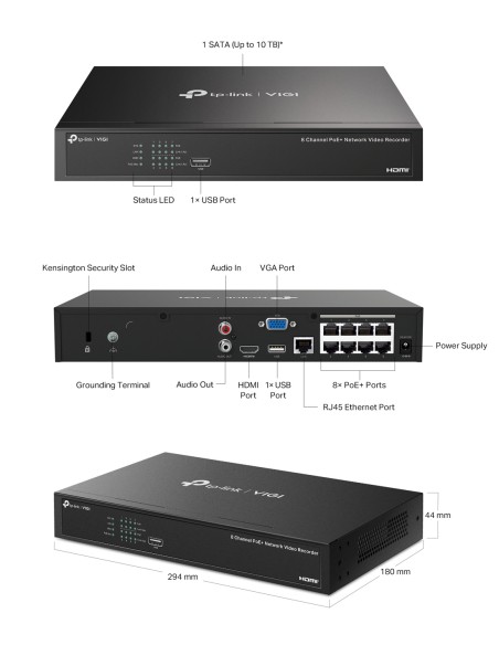 TP-Link VIGI 8MP 8Ch IP NVR 2TB Full-Colour 6x VIGI8-C485-6DE1 TP-Link VIGI 8MP 8Ch IP NVR 2TB Full-Colour 6x VIGI8-C485-6DE1