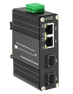 Industrial Gigabit PoE Fibre Media Converter 12-48V Input + IF-102PU12/48-2SFP