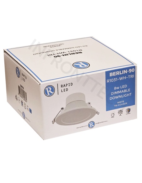 Rapid LED Berlin-90 8W LED Dimmable Downlight R1031-WH-TRI Rapid LED Berlin-90 8W LED Dimmable Downlight R1031-WH-TRI