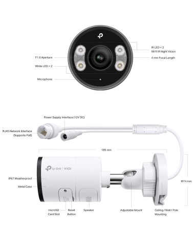 TP-Link VIGI 8MP 4K-UHD Full-Colour Bullet IP Insight-S385(2.8mm)