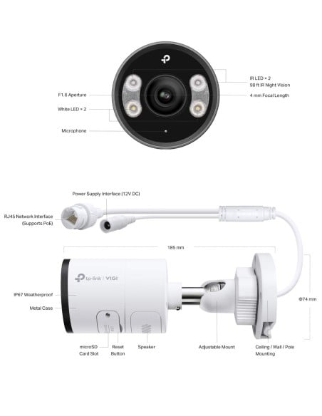 TP-Link VIGI 8MP 4K-UHD Full-Colour Bullet IP Insight-S385(4mm)