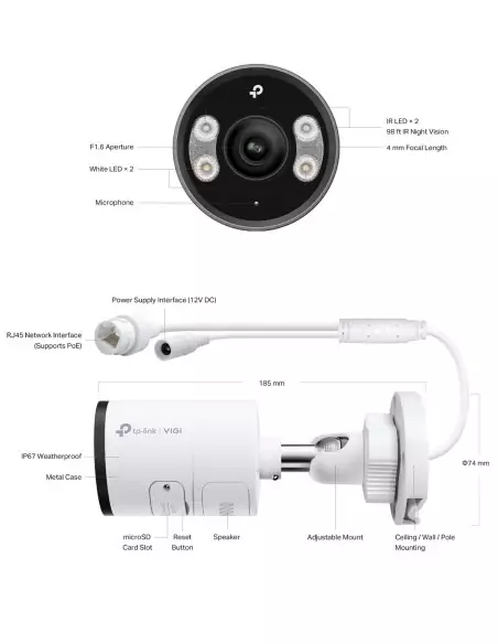 TP-Link VIGI 5MP UHD Full-Colour Bullet IP VIGI-C355(6mm)