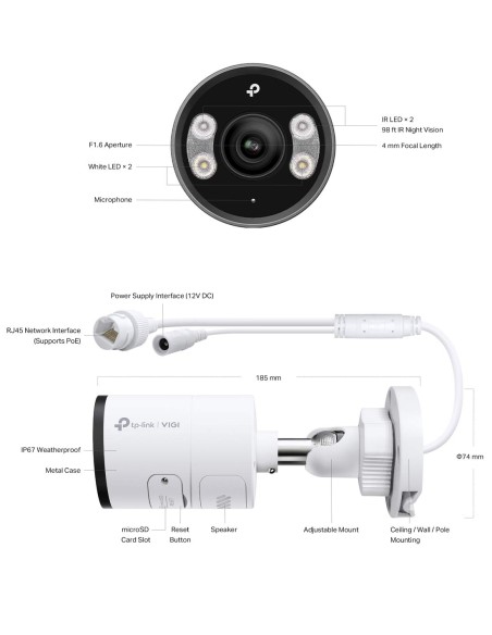 TP-Link VIGI 5MP UHD Full-Colour Bullet IP VIGI-S355(6mm)