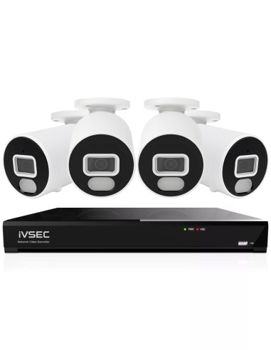 IVSEC 4K 8MP Smart IP 2TB 4CH 4x820B Bullet Cameras UHD NVR CCTV Security System (4x4)