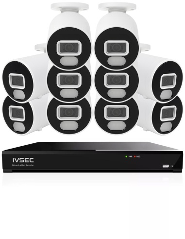 IVSEC 4K 8MP Smart IP 4TB 16CH 10x820B Bullet IVK16L-82010B