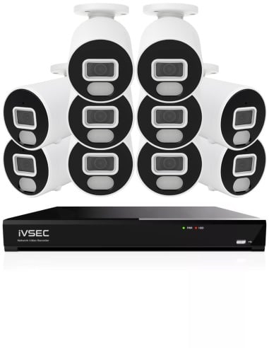 IVSEC 4K 8MP Smart IP 4TB 16CH 10x820B Bullet Cameras UHD NVR CCTV Security System (16x10)