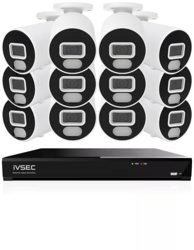 IVSEC 4K 8MP Smart IP 4TB 16CH 12x820B Bullet Cameras UHD NVR CCTV Security System (16x12)