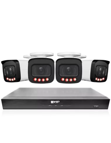 VIP Vision 8MP V8400 8Ch NVR 2TB with 4× Pro AI 4K Varifocal Bullets – Motorised Lens, LED & Audio - NKPRO-88404B