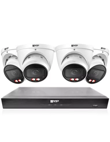 VIP Vision 8MP V8400 8Ch NVR 2TB with 4× Pro AI 4K Varifocal Domes – Motorised Lens, LED & Audio - NKPRO-88404D