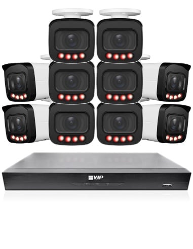 VIP Vision 8MP 8400 Series 16Ch IP NVR 4TB HDD 10x Pro AI Varifocal Bullet Cameras (16x10) - NKPRO-1684010B