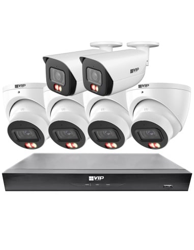 VIP Vision 8MP V8100 Series 8Ch AI IP NVR with 2TB 2xBIRG + 4xDIRG Fixed Lens Cameras - Advanced-Surveillance-Solutions