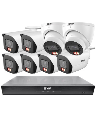 VIP Vision 8MP 8100 Series 8Ch AI IP NVR 2TB 6xBIRG + 2xDIRG Fixed Lens Cameras (8x8)