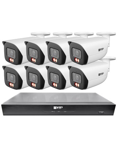 VIP Vision 8MP 8100 Series 16Ch AI IP NVR 4TB 8xBIRG Fixed Lens Bullet Cameras (16x8)