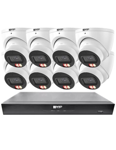 VIP Vision 8MP 8100 Series 16Ch AI IP NVR 4TB 8x DIRG Dome Fixed Lens Cameras (16x8)