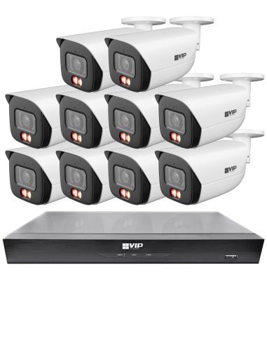 VIP Vision 8MP 8100 Series 16Ch AI IP NVR 4TB 10xBIRG Fixed Lens Bullet Cameras (16x10)