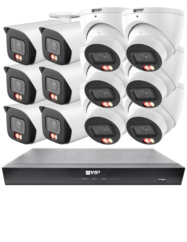 VIP Vision 8MP 8100 Series 16Ch AI IP NVR 4TB 6xBIRG + 6xDIRG Fixed Lens Cameras (16x12)