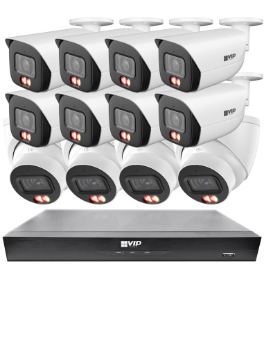 VIP Vision 8MP 8100 Series 16Ch AI IP NVR 4TB 8xBIRG + 4xDIRG Fixed Lens Cameras (16x12)