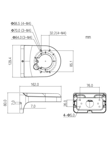 Right Angle Wall Mount Camera BracketVSBKTB2204W