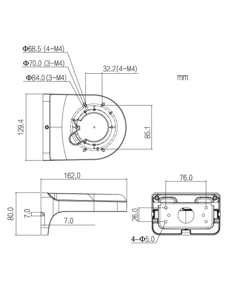 Right Angle Wall Mount Camera BracketVSBKTB2204W
