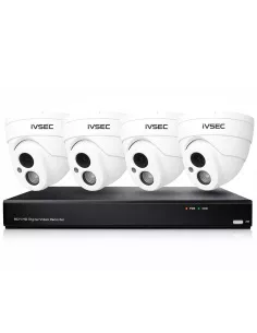 IVSEC Hybrid 4-Camera DVR Kit 4MP Dome Cameras + 12-Channel IVDVK8-504D