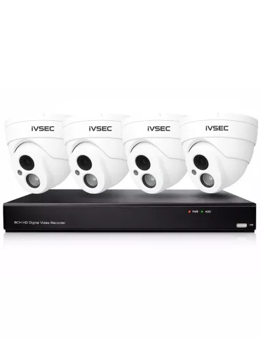 IVSEC Hybrid 4-Camera DVR Kit 4MP Dome Cameras + IVDVK8-504D
