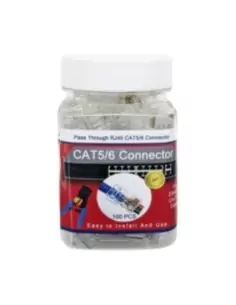Pass-Through RJ45 Connector for CAT6 Cable - 100pc JarRJ45-AC6P