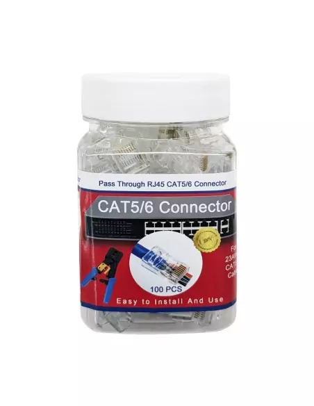 Pass-Through RJ45 Connector for CAT6 Cable - 100pc Jar