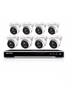 Hikvision 8MP 4K 8Ch 4TB IP NVR 8x ColorVu Turret Cameras - HIKIT-DS-8C8MP8CH