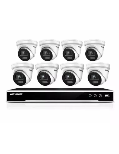 Hikvision 8MP 4K 8Ch 4TB IP NVR 8x ColorVu Turret HIKIT-DS-8C8MP8CH