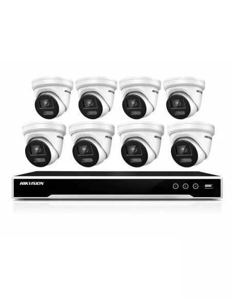 Hikvision 8MP 4K 8Ch 4TB IP NVR 8x ColorVu Turret HIKIT-DS-8C8MP8CH