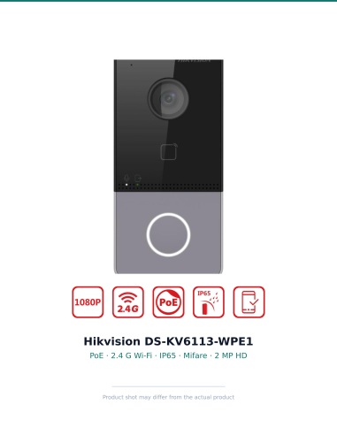 Hikvision DS-KV6113-WPE1 2 MP IP/PoE/Wi-Fi villa door station (Mifare) — product card