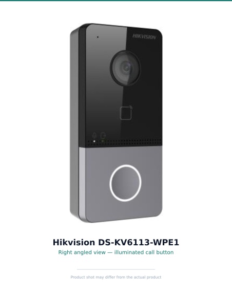 DS-KV6113-WPE1 — right isometric view, illuminated single call button