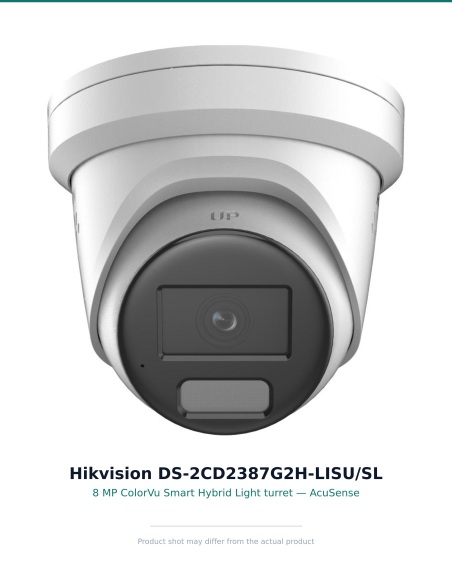 Hikvision DS-2CD2387G2H-LISU/SL2 — 4K AcuSense front view with ColorVu/DarkFighter lens