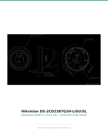 Hikvision DS-2CD2387G2H-LISU/SL2 — dimension drawing