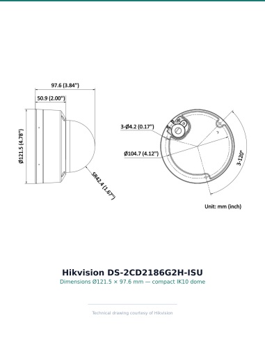 Hikvision DS-2CD2186G2-ISU(2.8mm)(C) — dimensions / reference